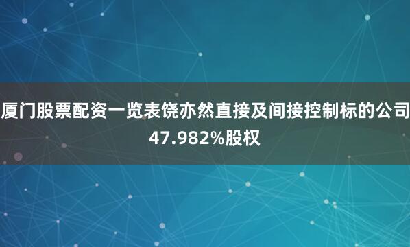 厦门股票配资一览表饶亦然直接及间接控制标的公司47.982%股权